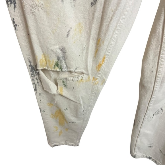 Zara Men Paint Spatter Ripped White Multi Colored Jeans - Picture 14 of 16